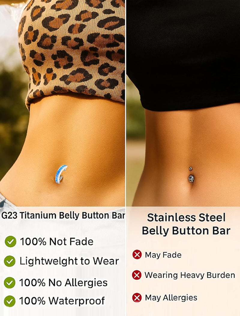 VOJO 14G G23 Titanium Clicker Belly Button Ring,10/12mm Reverse Curved Hoop Navel Barbell Piercing Jewelry - Image 4